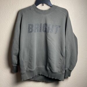 Aerie Womens XS Green Oversized Graphic Crew Neck‎ Cozy Sweatshirt